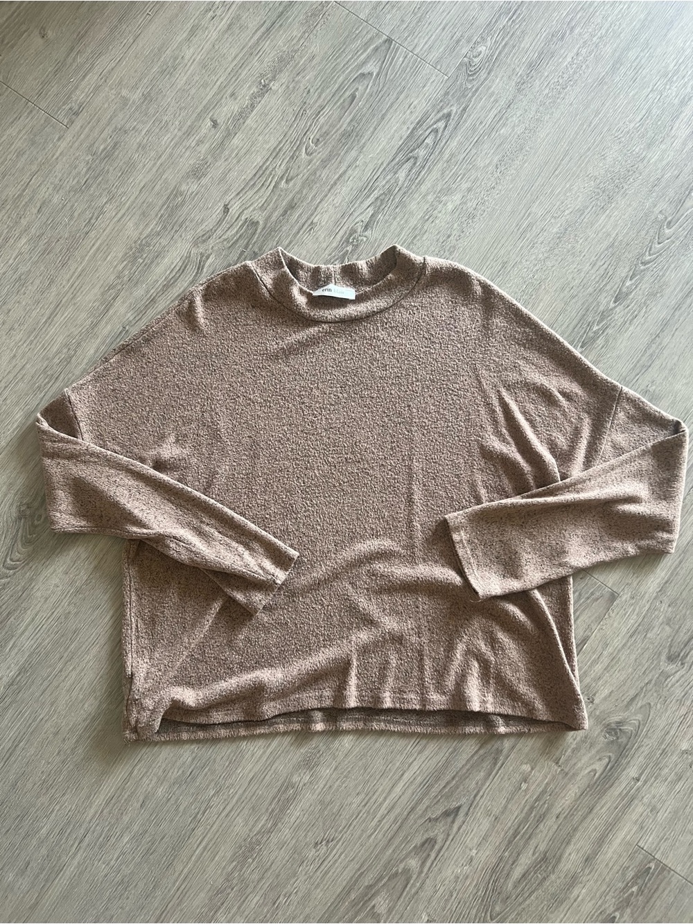 Erin Blair Brown Marled Knit Crew Neck Long Sleeve Relaxed Fit Sweater